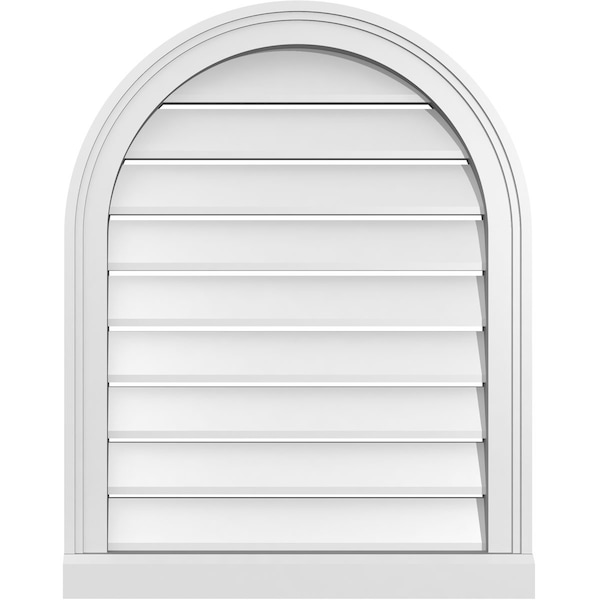 Ekena Millwork Round Top Surface Mount PVC Gable Vent: Functional, w/ 2"W x 2"P Brickmould Sill Frame, 22"W x 28"H GVPRT22X2803SF - main